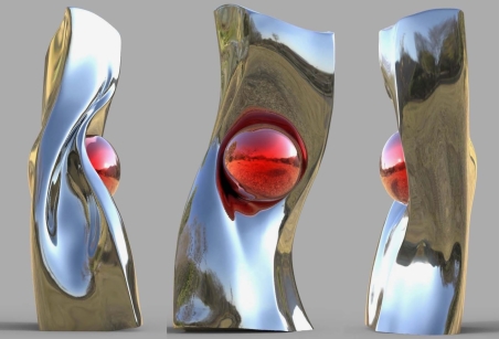 Clash- Stainless Steel Abstract Sculpture, Organic Minimalist Form