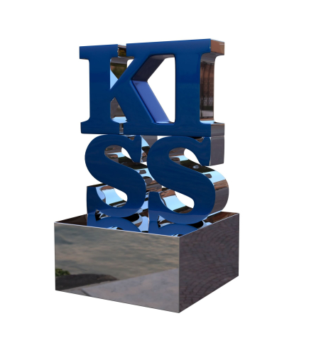 KISS - Contemporary Sculpture with Iconic Letter Composition