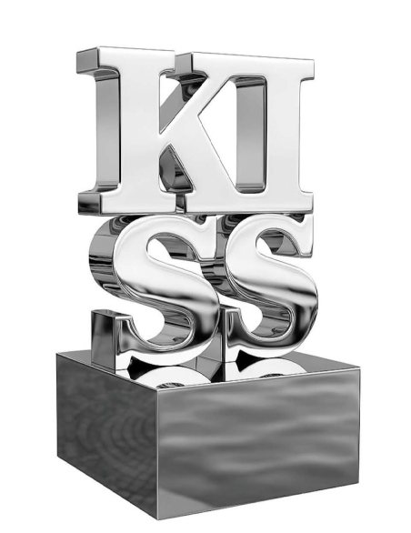 KISS - Contemporary Sculpture with Iconic Letter Composition