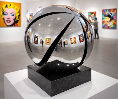 Grooved Ball - Abstract Sculpture with Radial Geometry