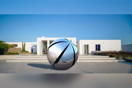 Grooved Ball - Abstract Sculpture with Radial Geometry
