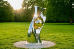 Clash- Stainless Steel Abstract Sculpture, Organic...