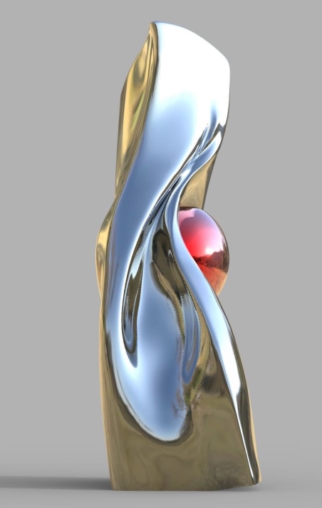Clash- Stainless Steel Abstract Sculpture, Organic Minimalist Form