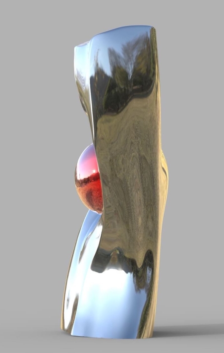 Clash- Stainless Steel Abstract Sculpture, Organic Minimalist Form